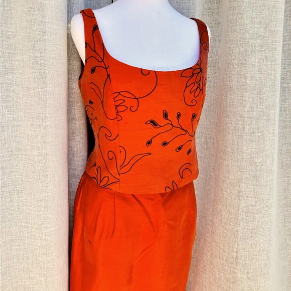 LUCA LUCA by Luca Orlandi orange top and skirt silk taffeta set - Picture 5 of 12